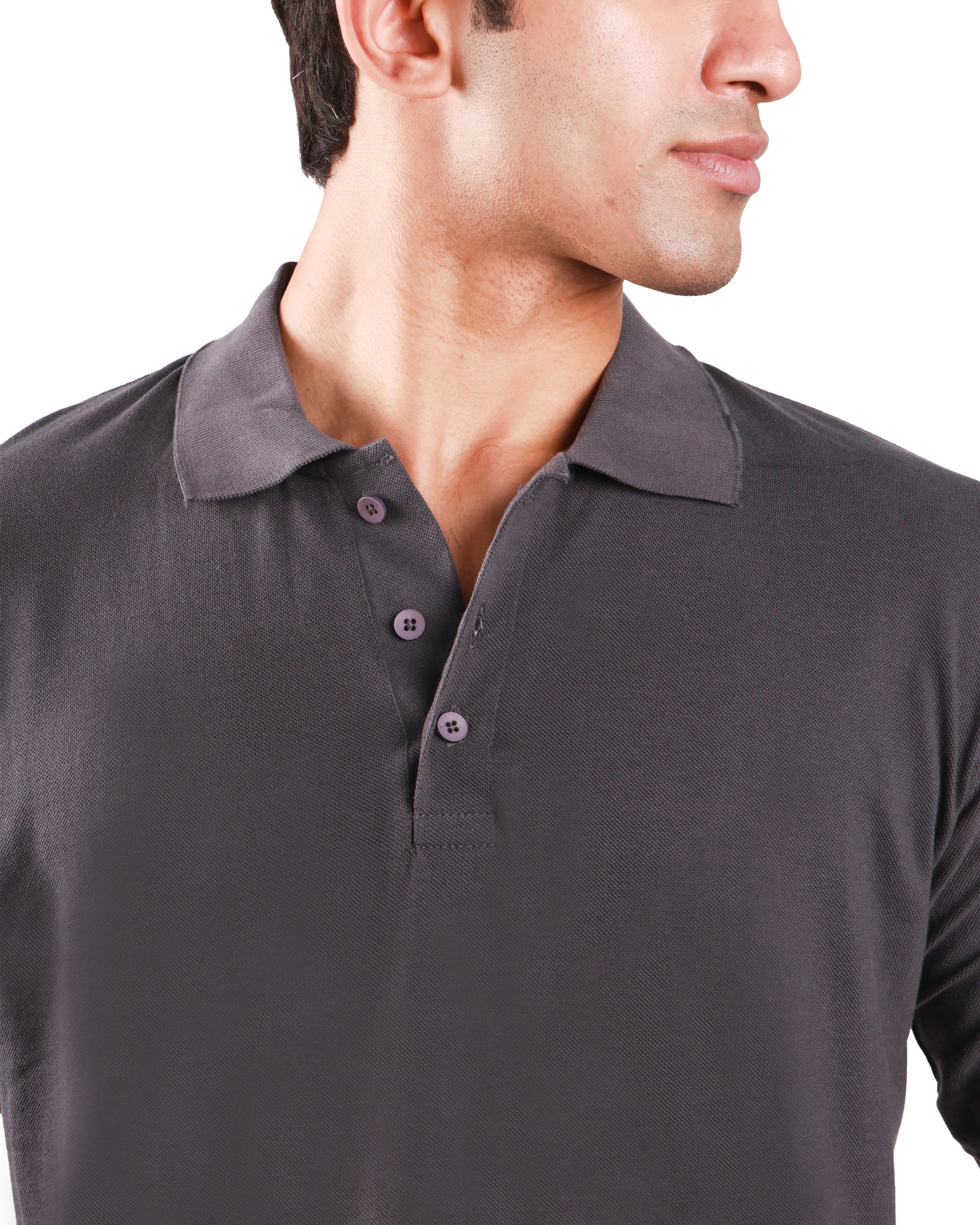 Pure Cotton Polo Tshirt - Iron Grey